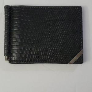 Men's Ferragamo Black Croc Money Clip Wallet